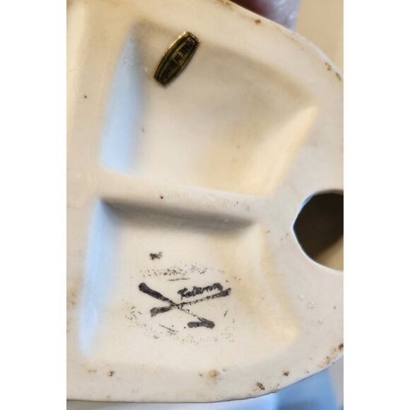 Figurine Ceramic Old Man Playing Accordion On Bench Dog Vintage - Picture 7 of 7